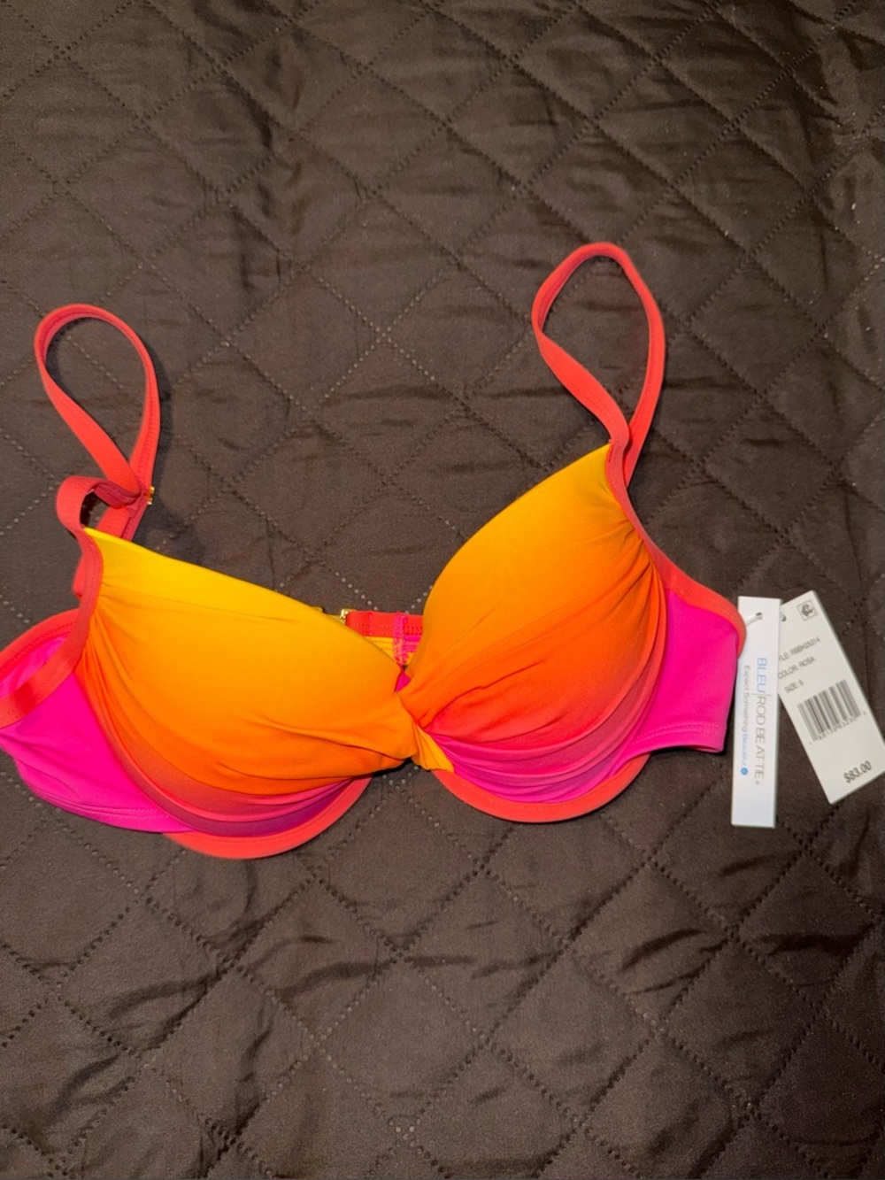 🆕 Bleu Rod Beattie Underwire Bikini Top Size 6 Molded Cups Adjustable Straps